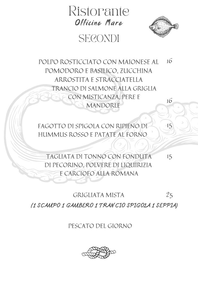 Menu di Officine Mare 