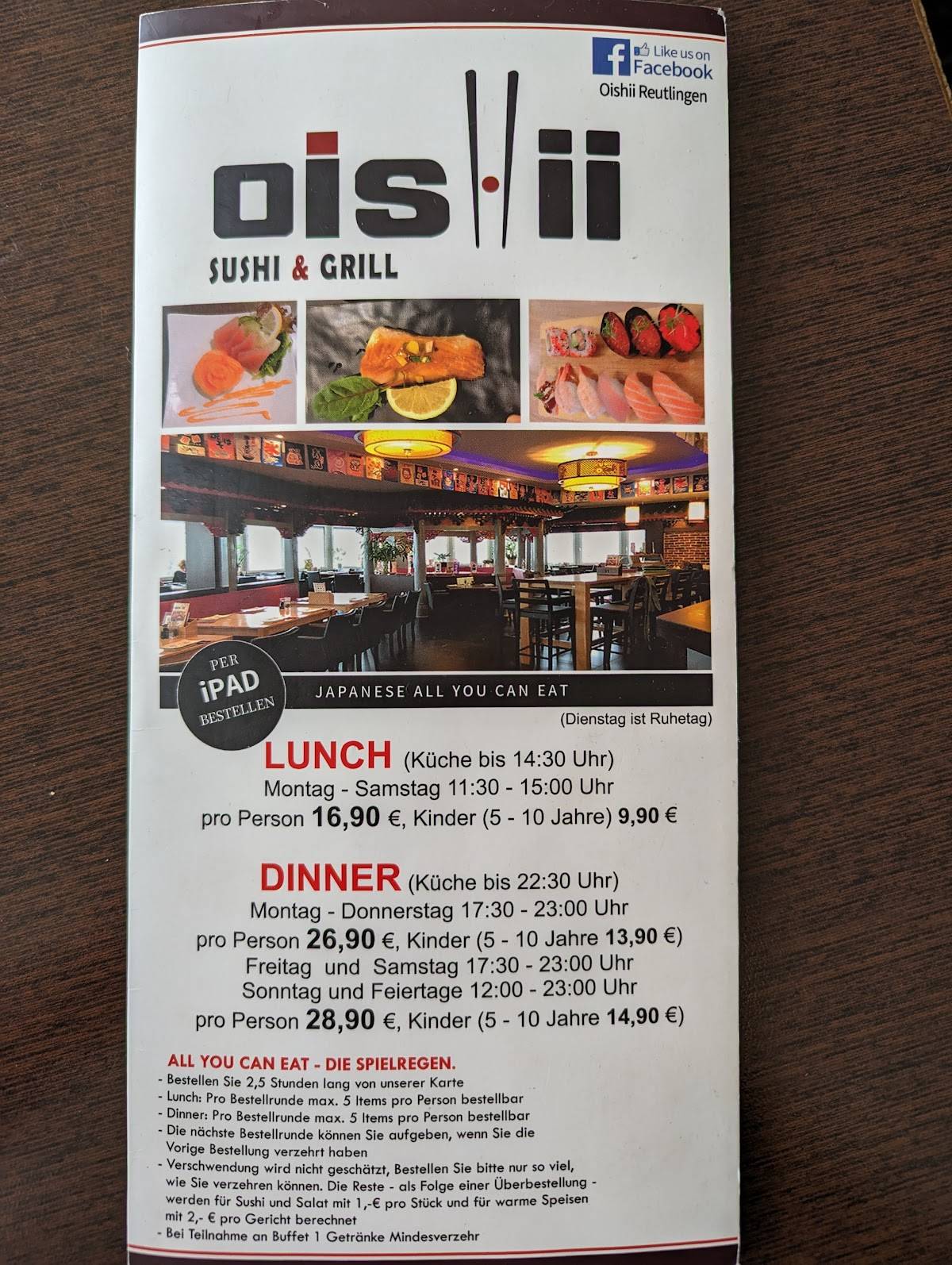 Speisekarte Von Oishii Sushi Und Grill Reutlingen Restaurant Reutlingen