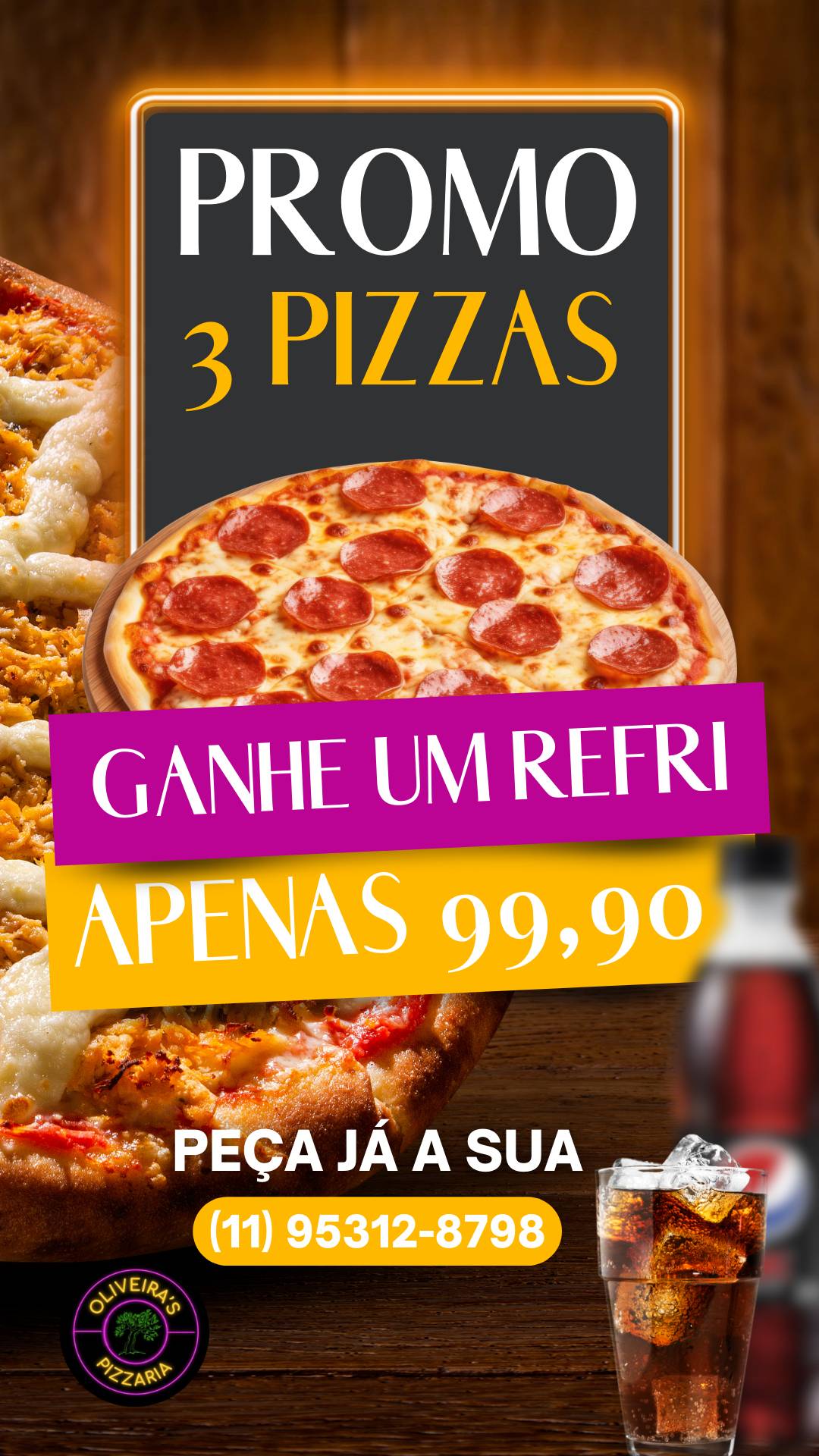 Oliveira`s Pizzaria - Pizzaria, Vila Nova Cintra em Mogi cardápio