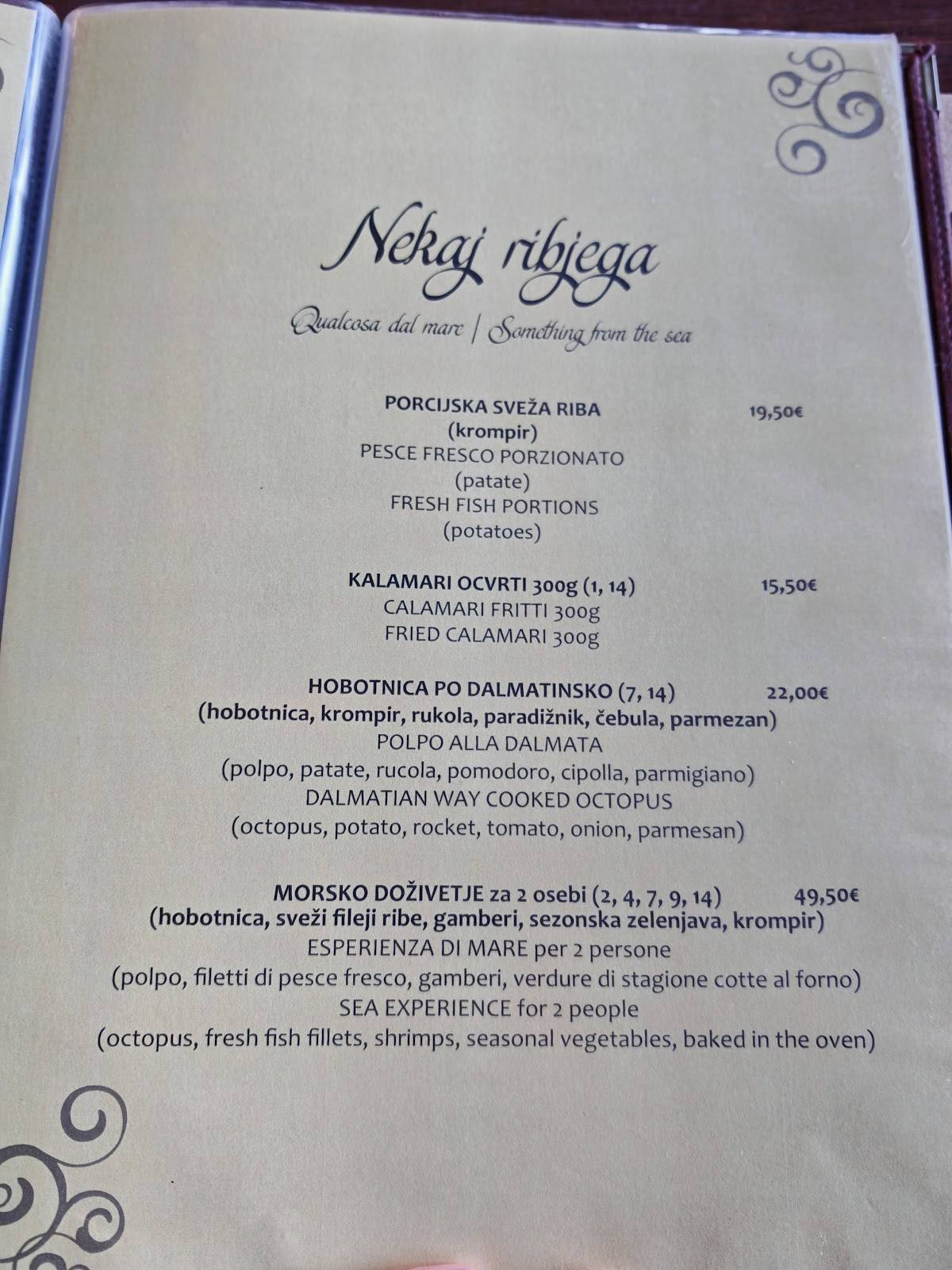Menu di Oljka 