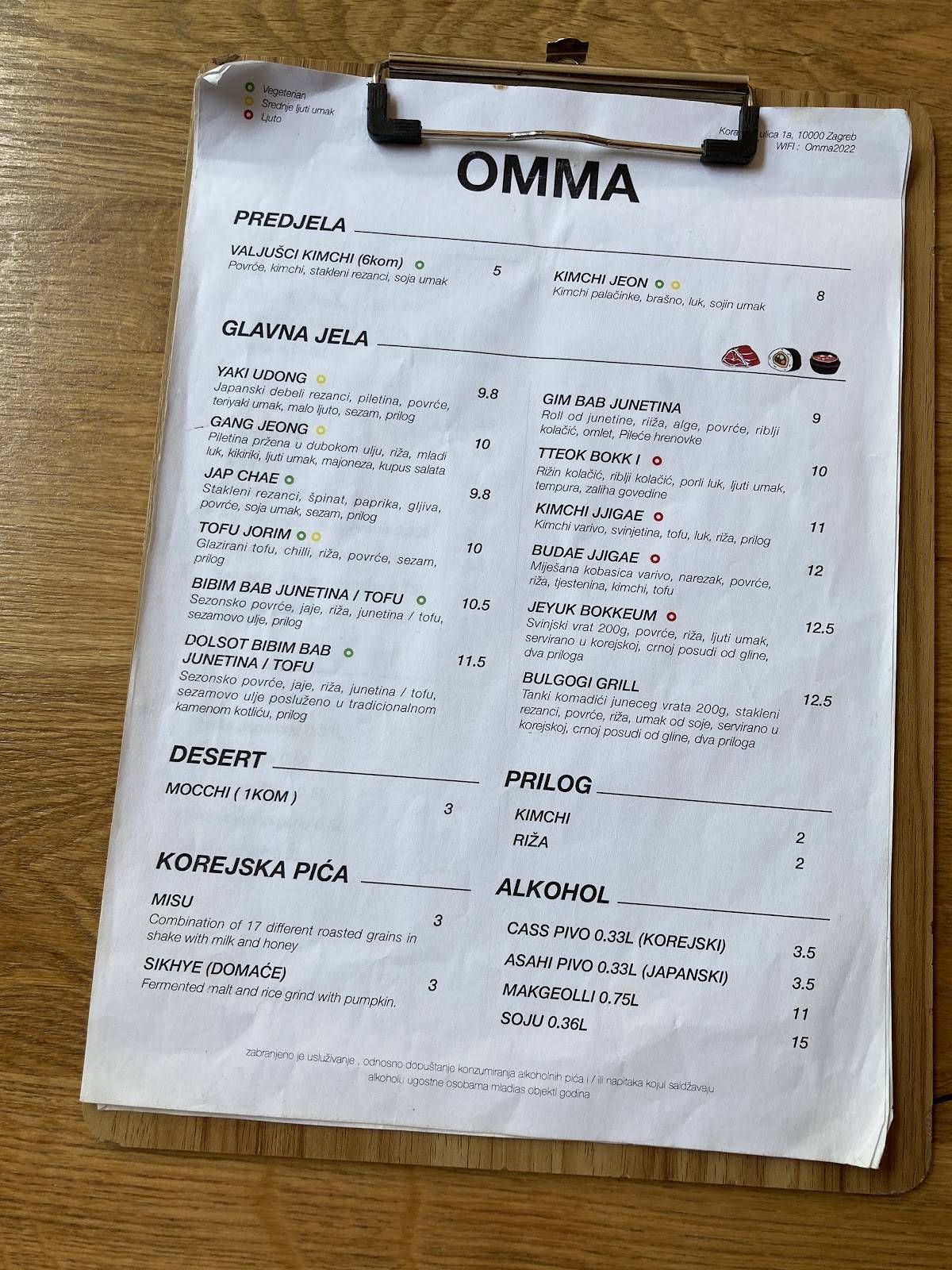 Menu di Omma 