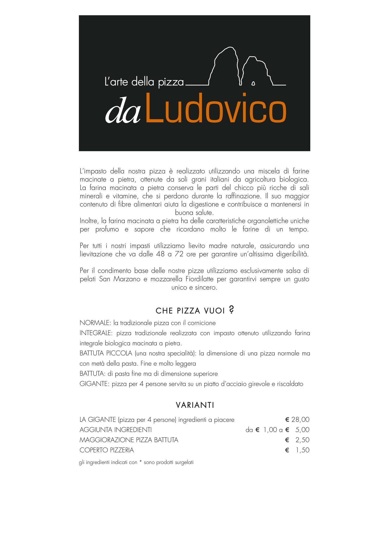 Menu di Pizzeria Da Ludovico 