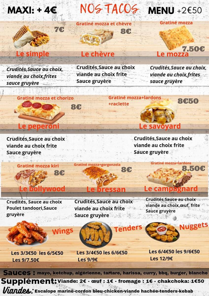 Menu de One Pizza