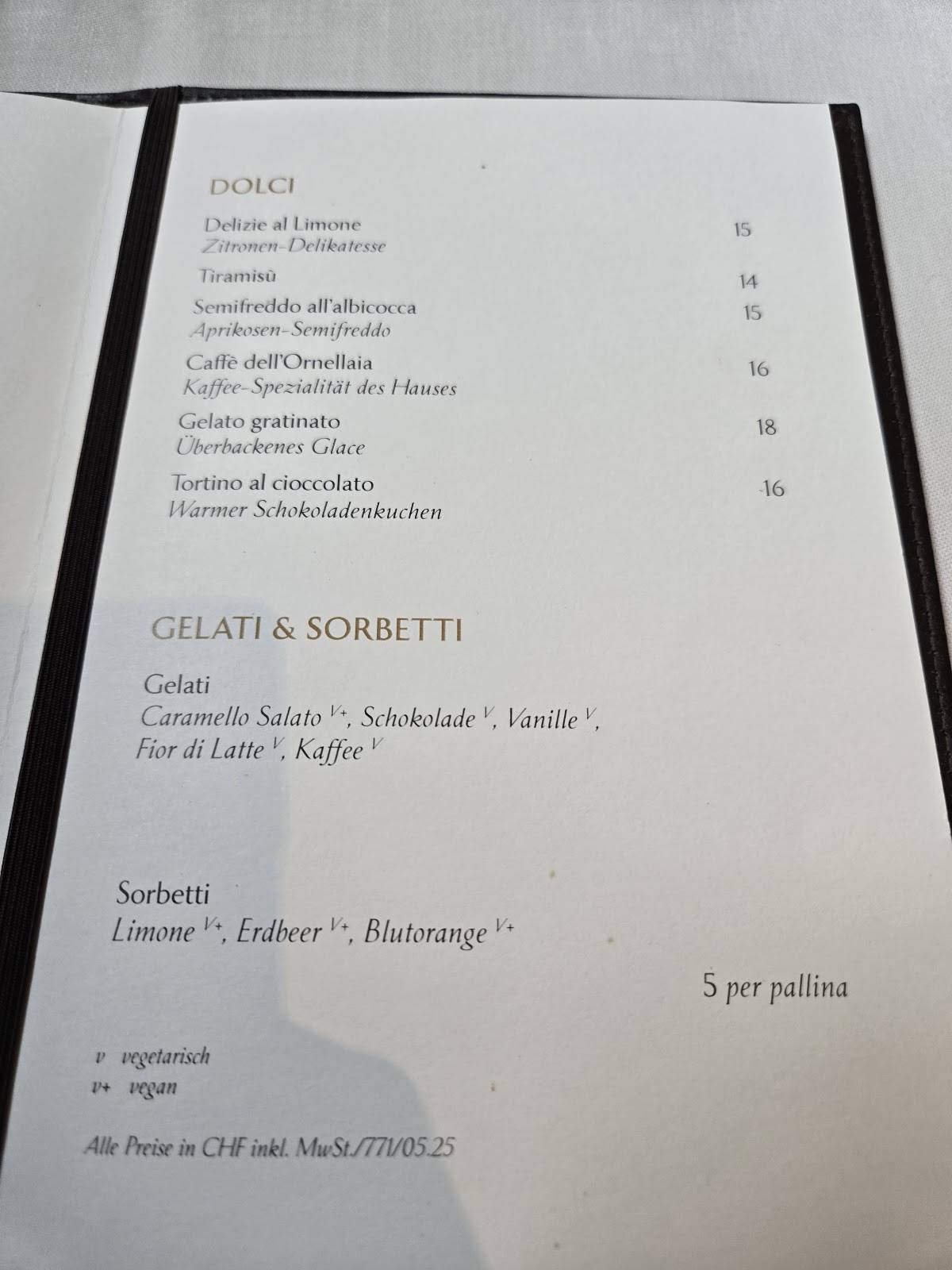 Menu di Ornellaia 