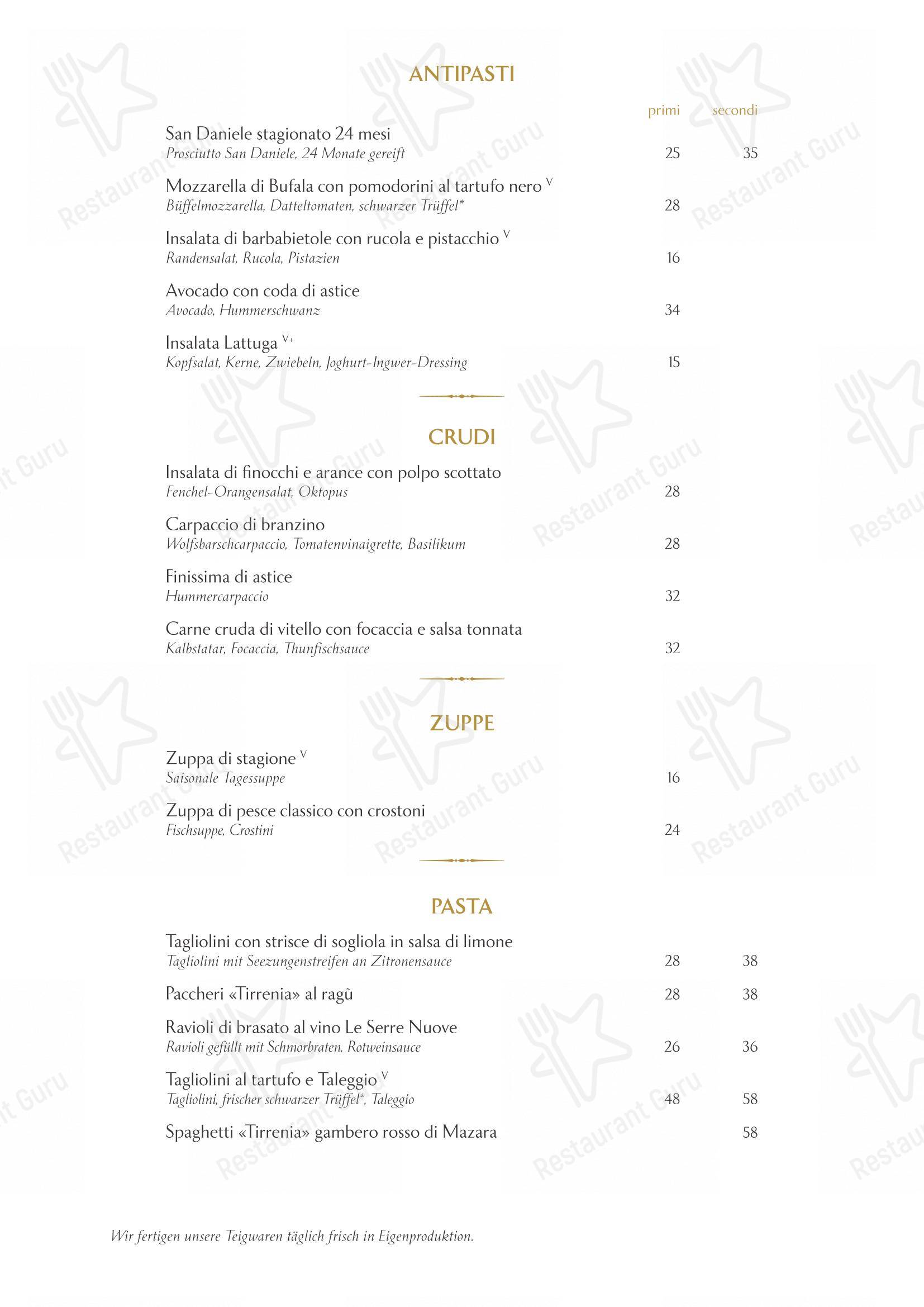 Menu di Ornellaia - Menu
