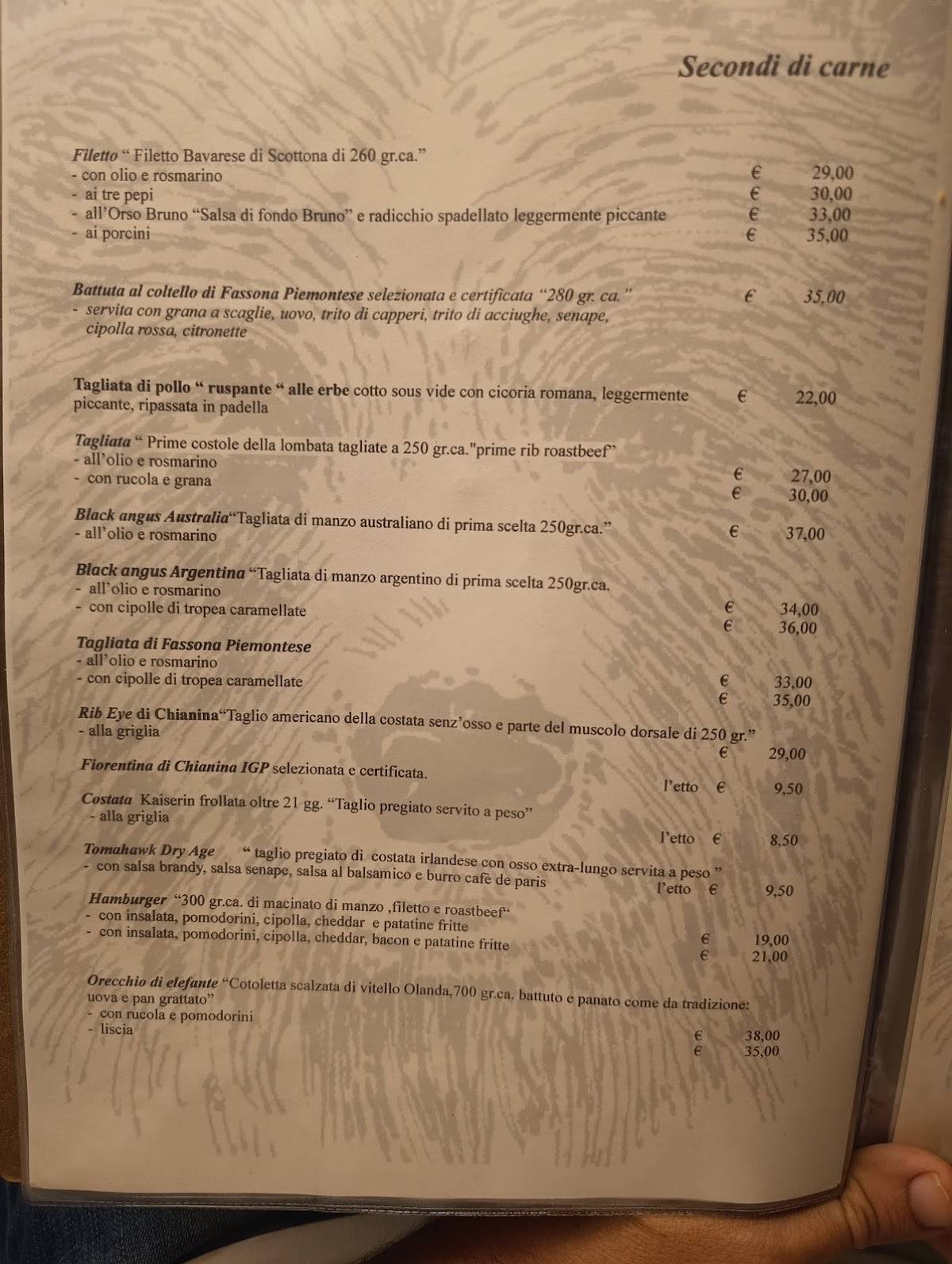 Menu di OrsoBruno Ristorante Pizzeria Steak House 