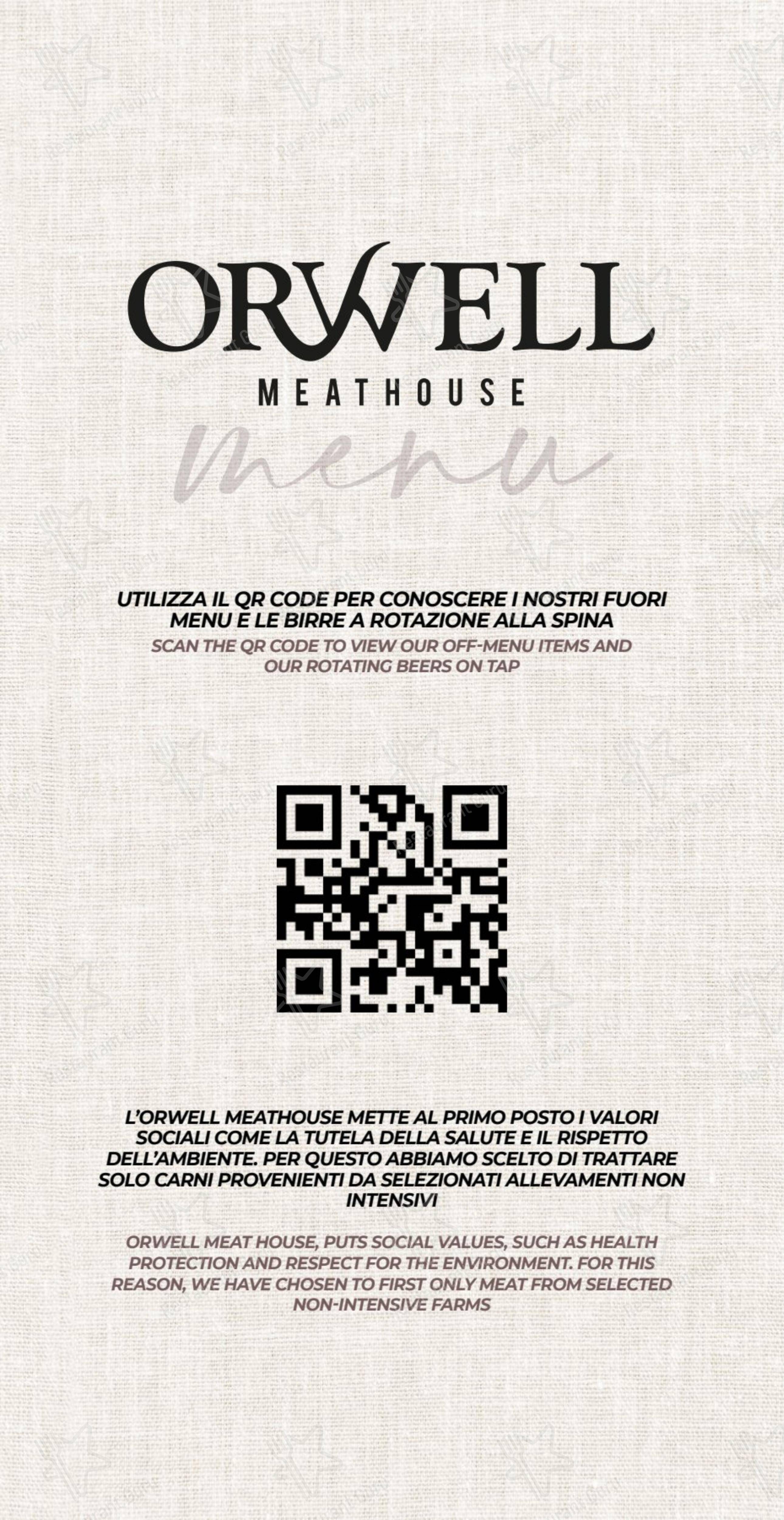 Menu per Orwell Meat House ristorante con griglia