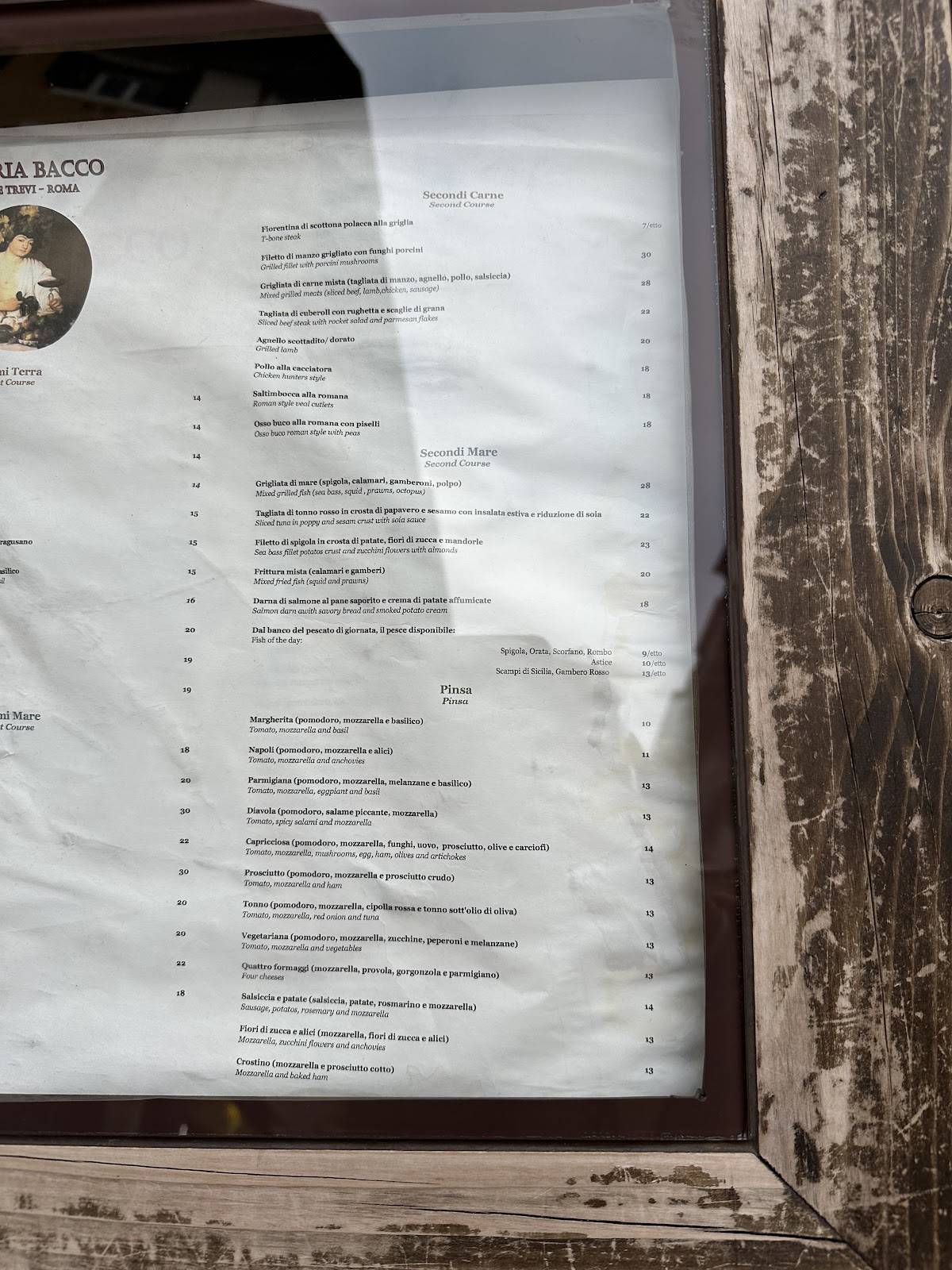 Menu di Osteria Bacco 