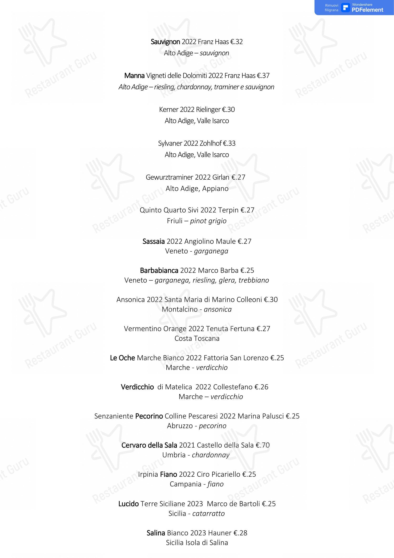 Menu di Osteria Don Abbondio - 菜单