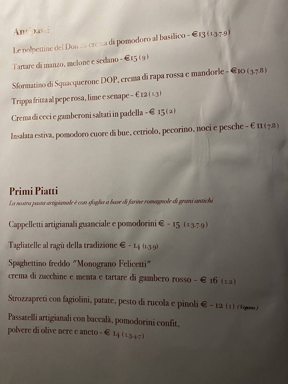 Menu di Osteria Don Abbondio 