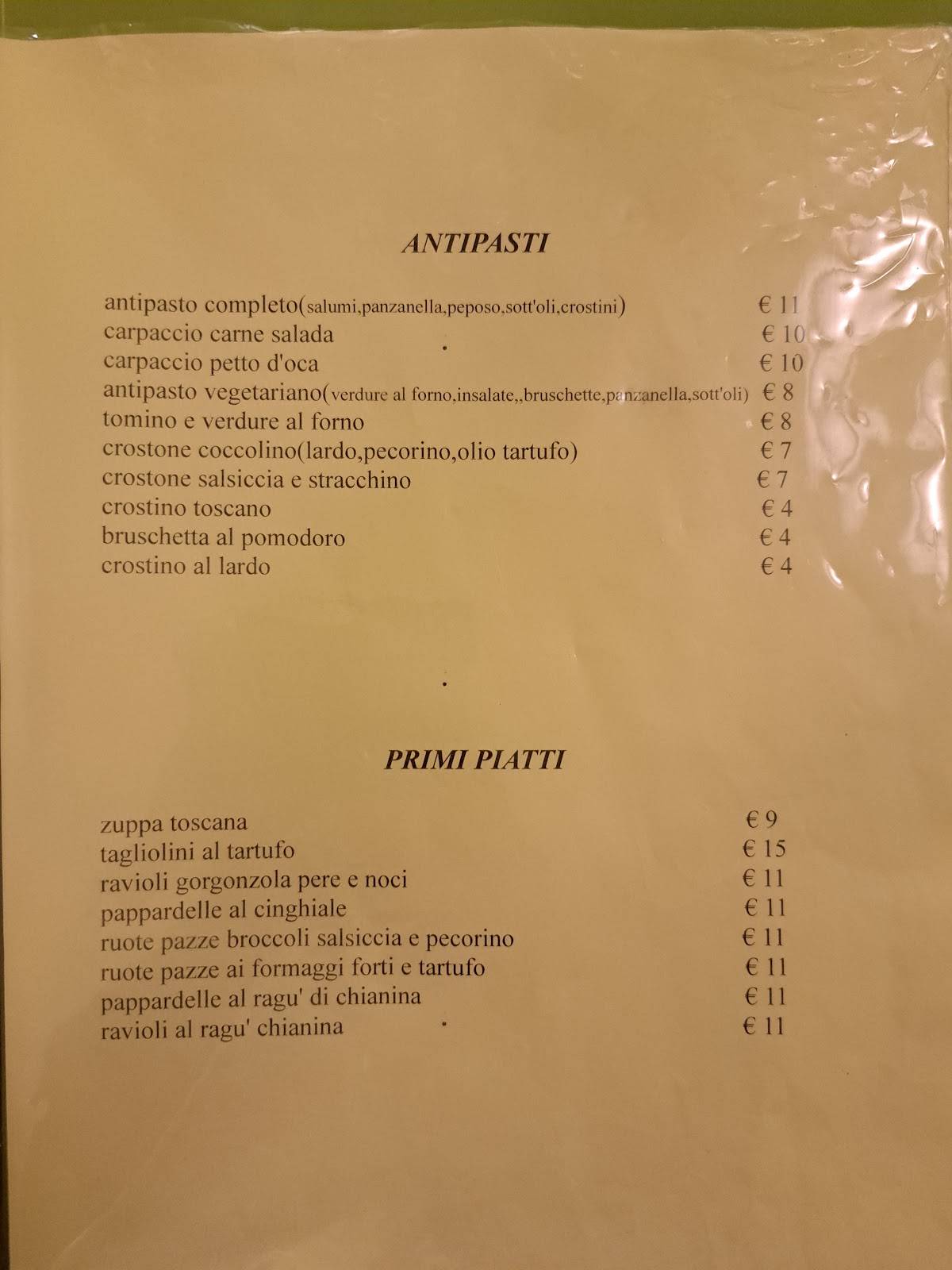 Menu di Osteria Enoteca Coccolino 