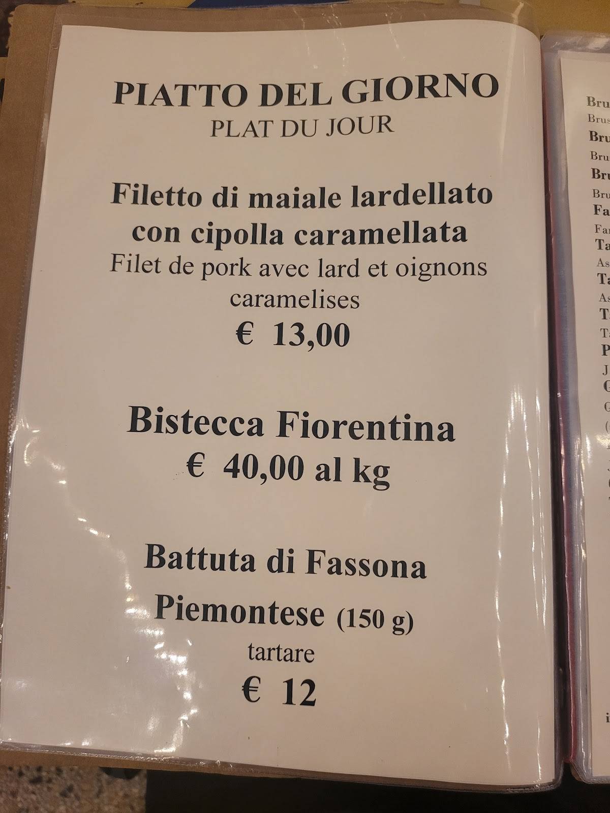 Menu da Osteria I Santi ristorante, Pisa