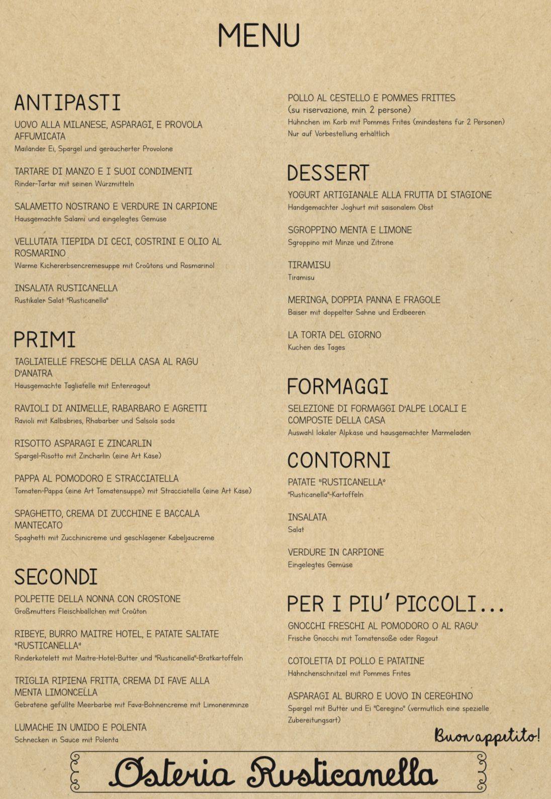 Menu di Osteria Rusticanella 
