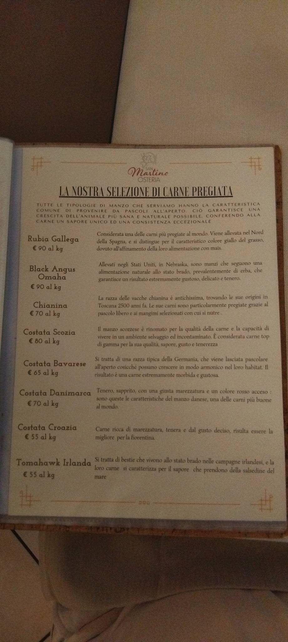 Menu di Osteria San Martino 