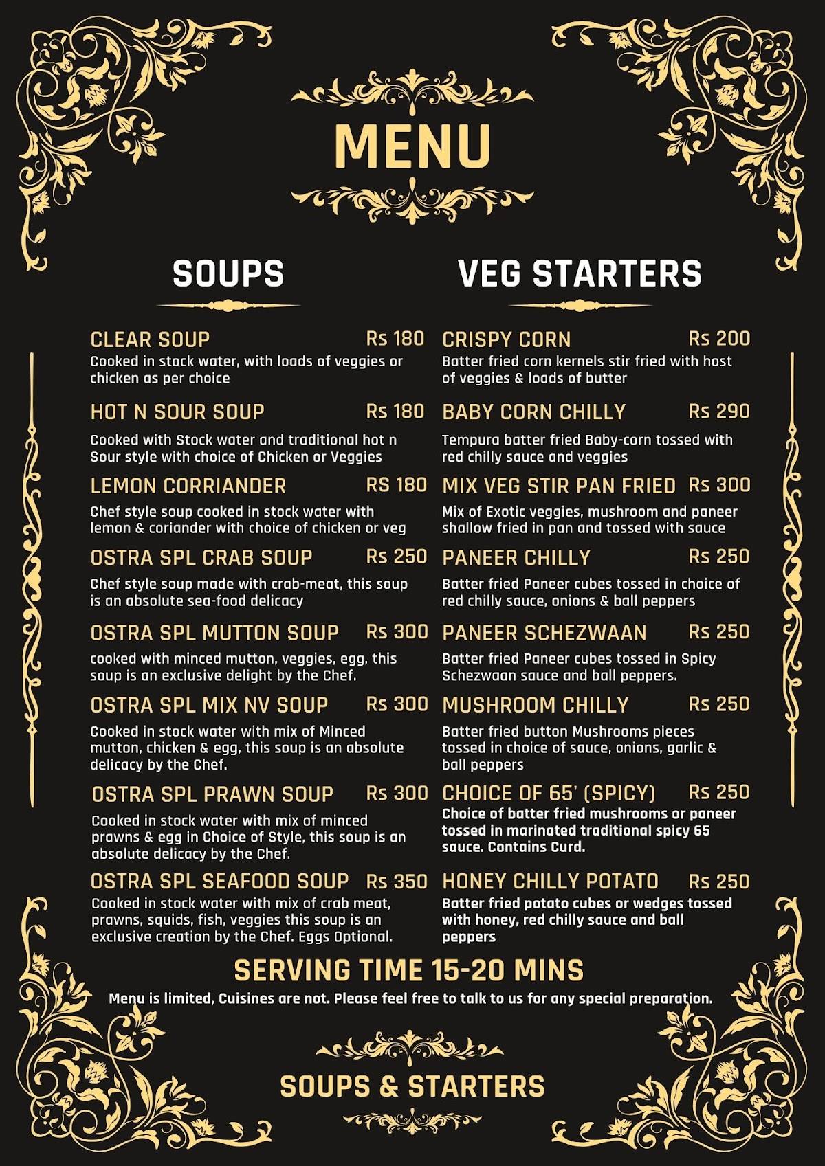 Ostra menu