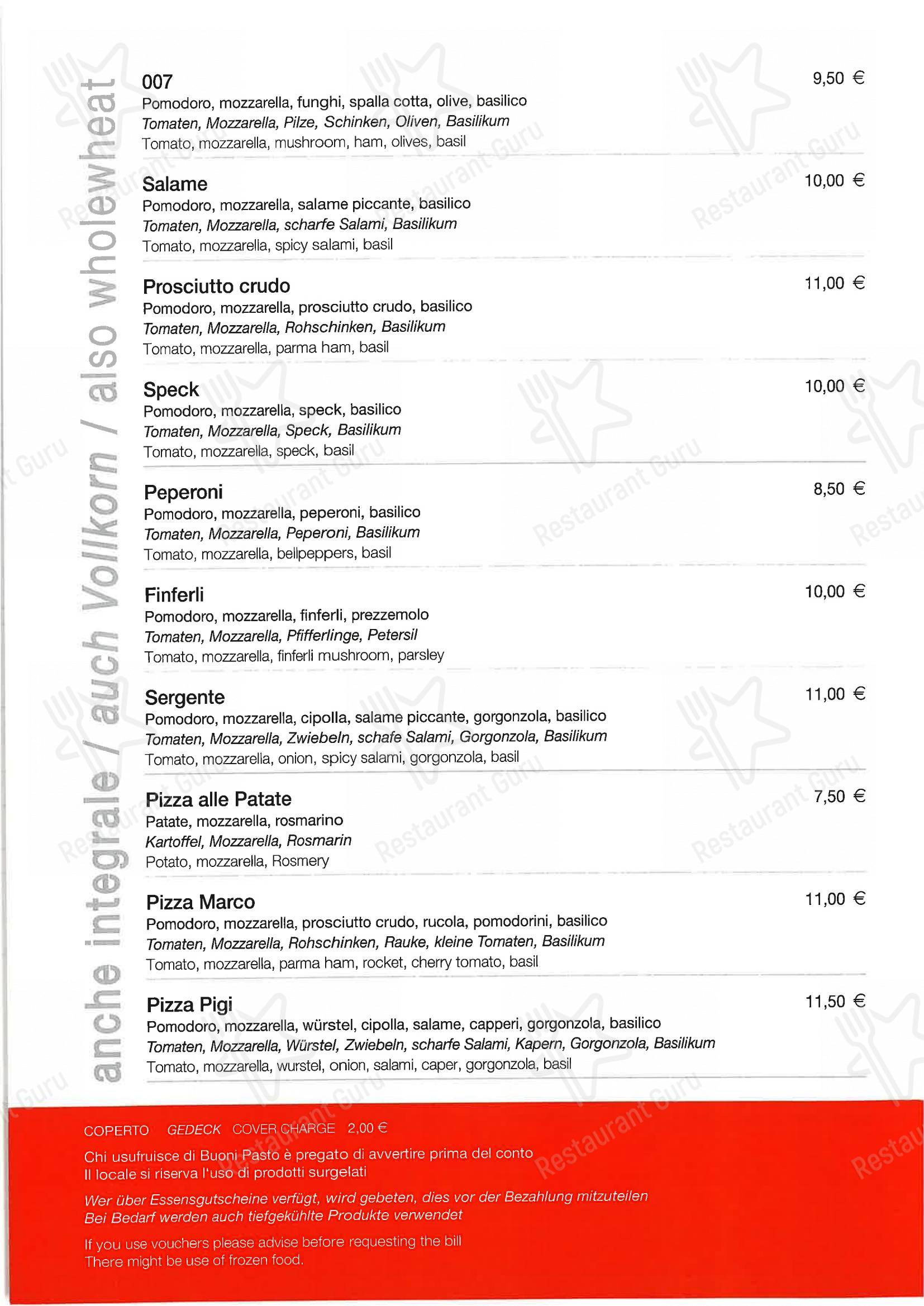 Menu per Ottenkeller Pizzeria e ristorante ristorante