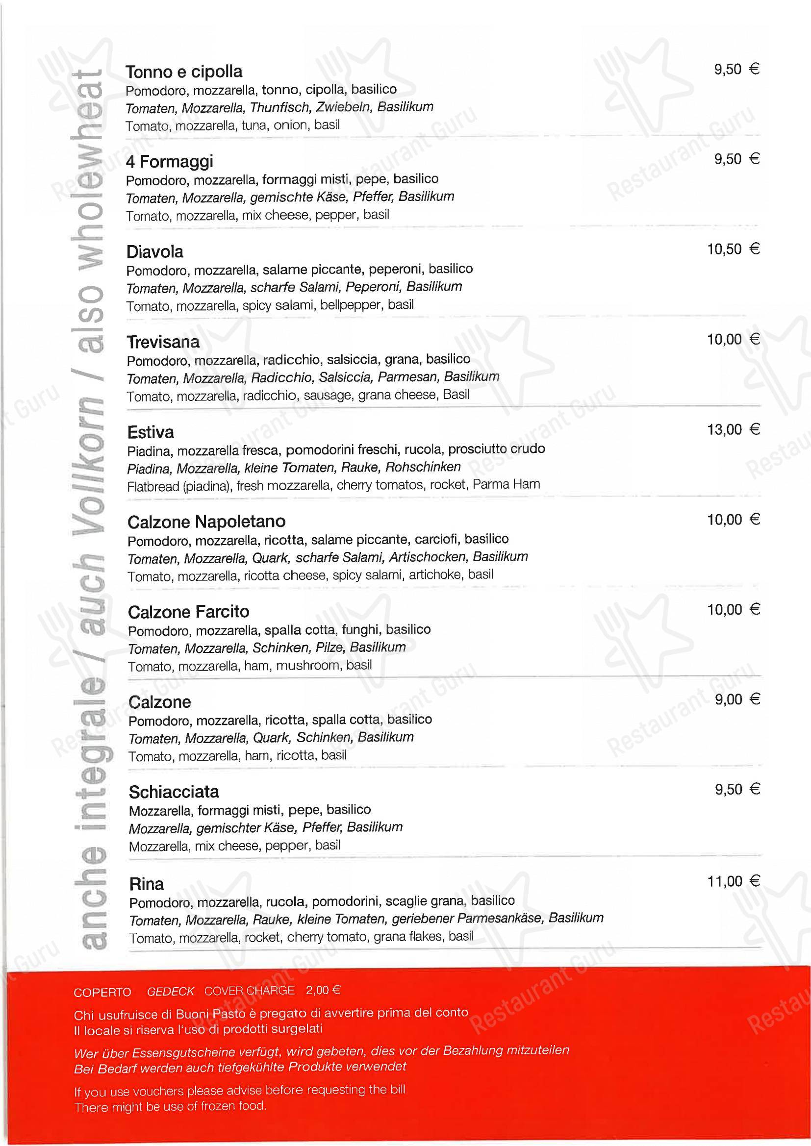 Menu di Ottenkeller Pizzeria e ristorante - Menu