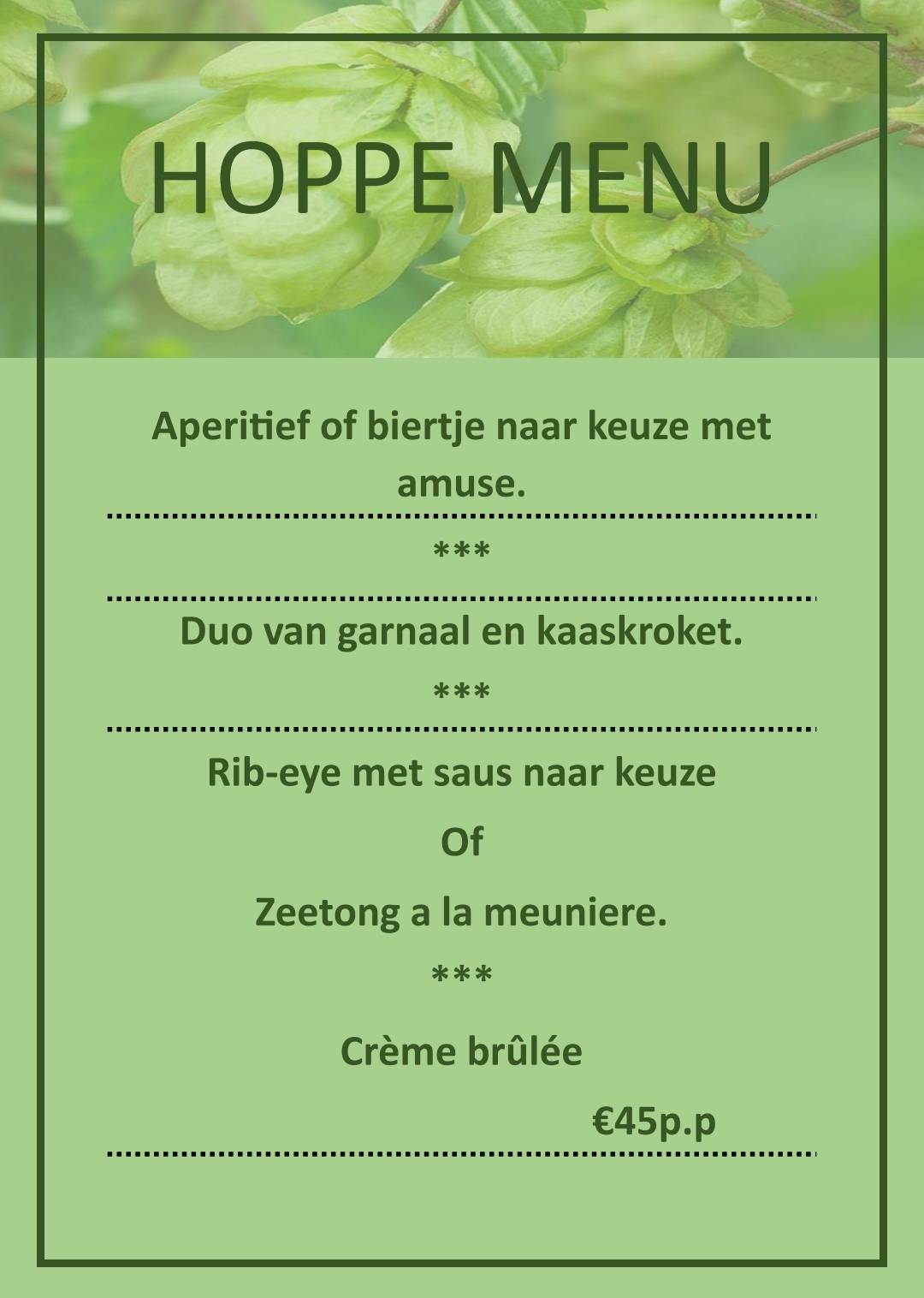 Menu At Oud Vlaenderen, Poperinge, Grote Markt 14