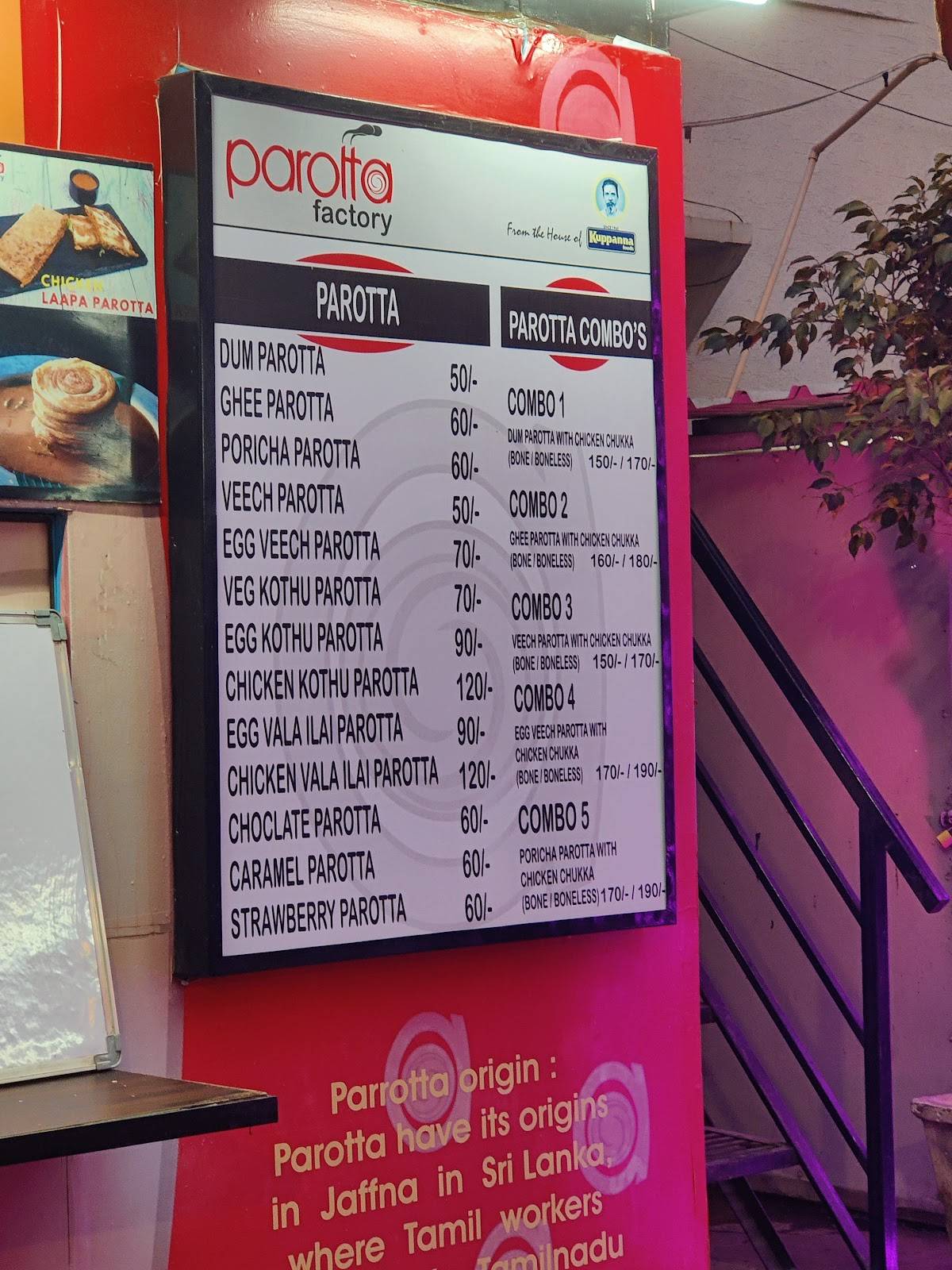 Menu at PAROTTA FACTORY, Hyderabad