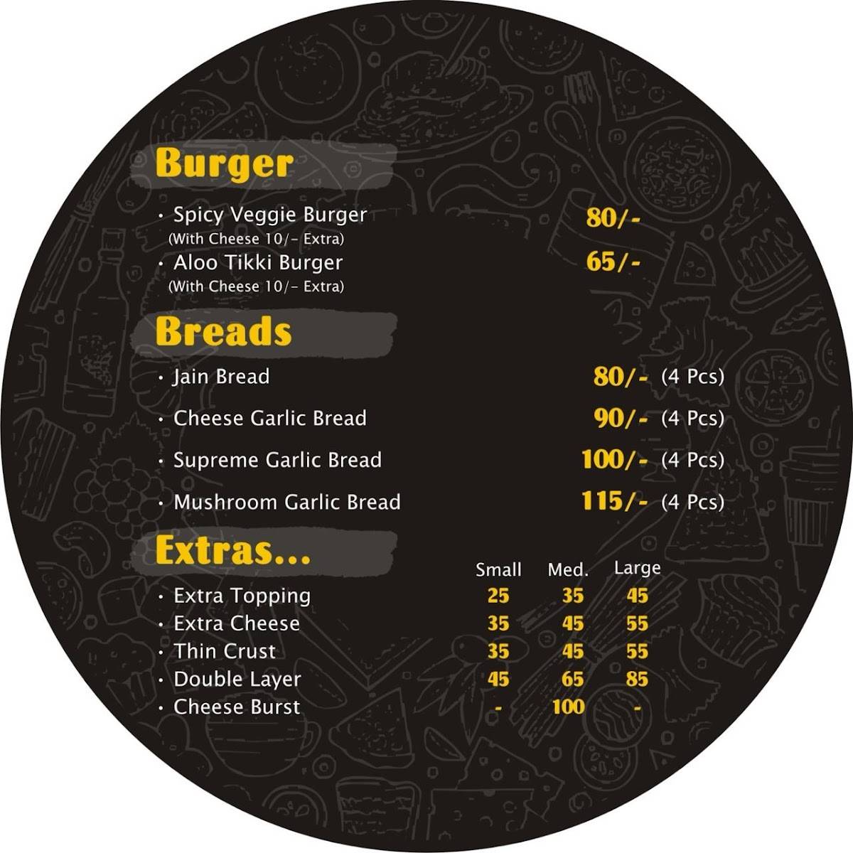 PIZZA BURST Bilimora menu