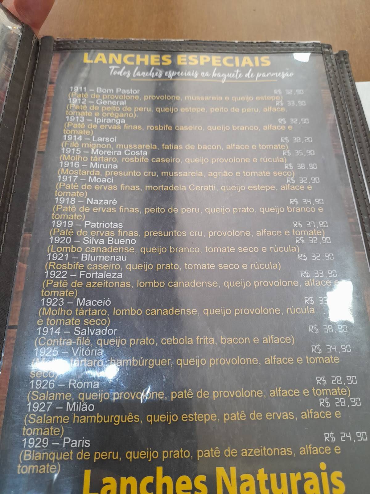 Padaria Larsol cardápio