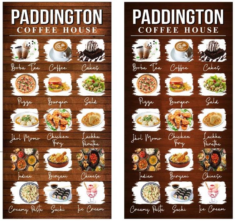 Paddington Coffee House menu