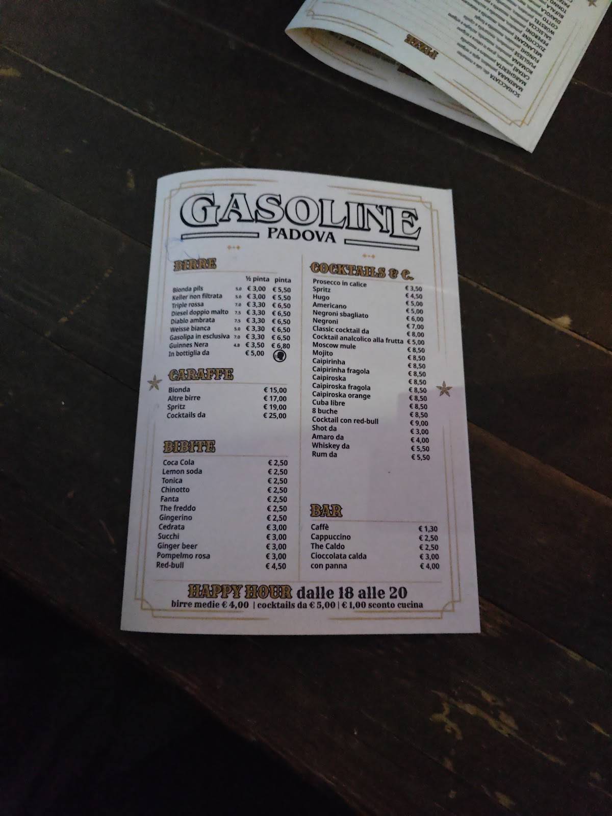 Menu di Gasoline Padova 
