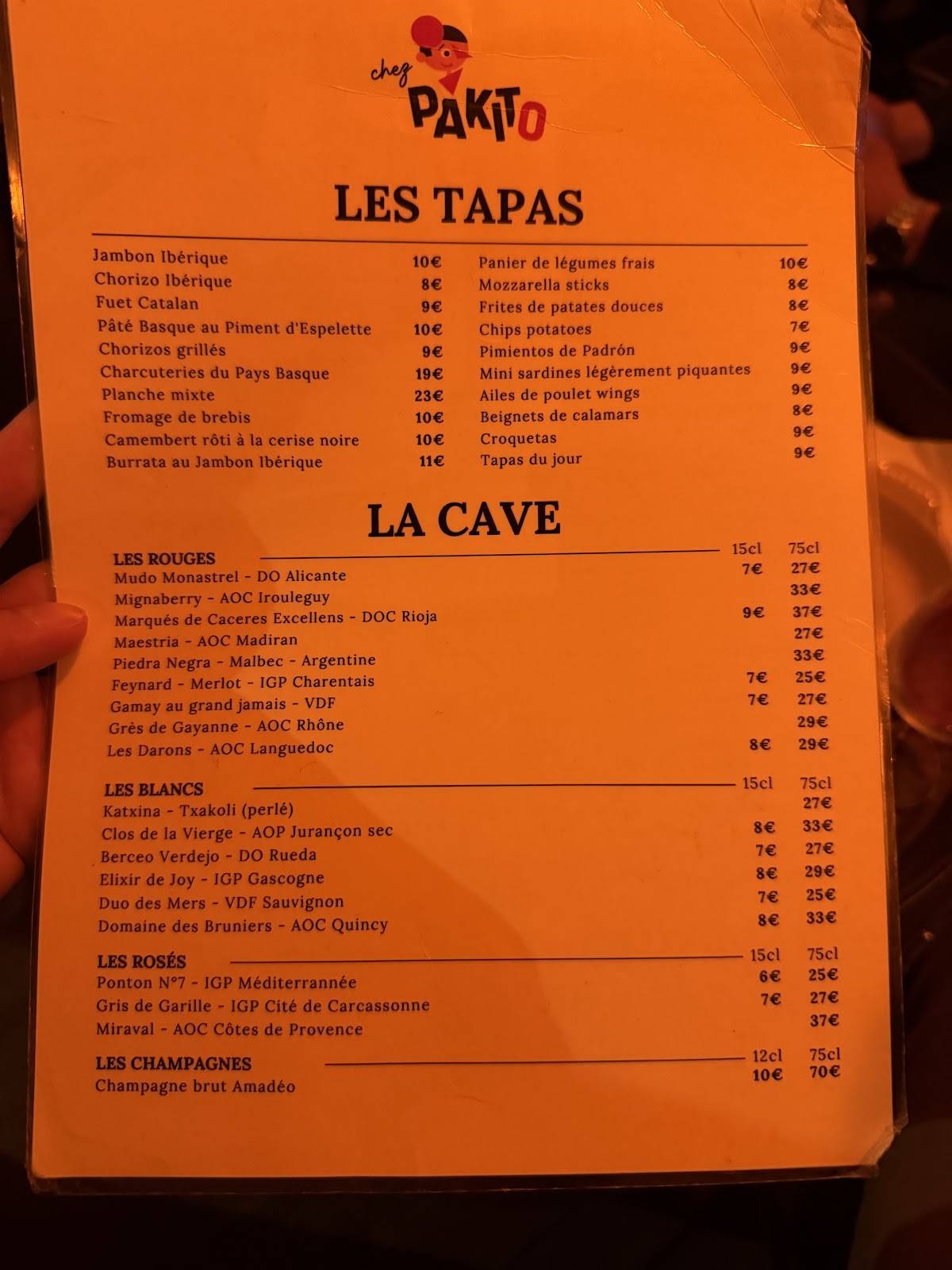 Menu de Pakito