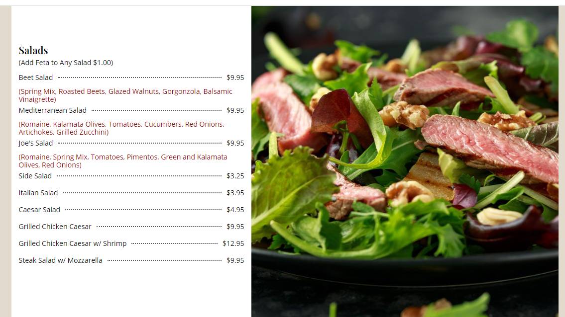 Menu at Palermo Pizza and Restaurant, Minersville