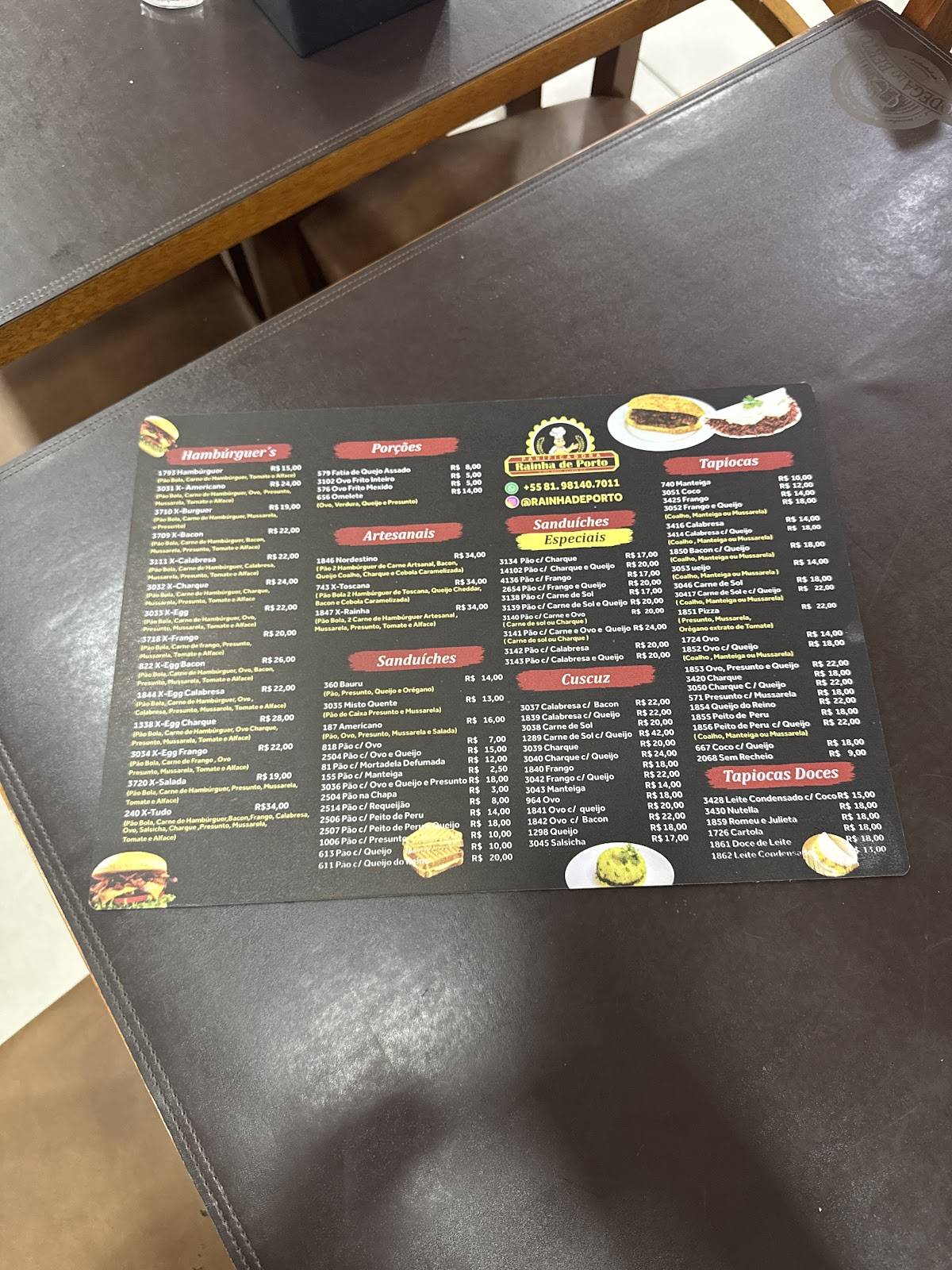 Panificadora Rainha de Porto de galinhas cardápio