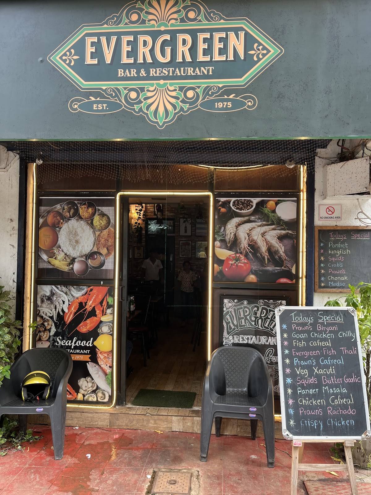 Evergreen Restaurant 1975 menu