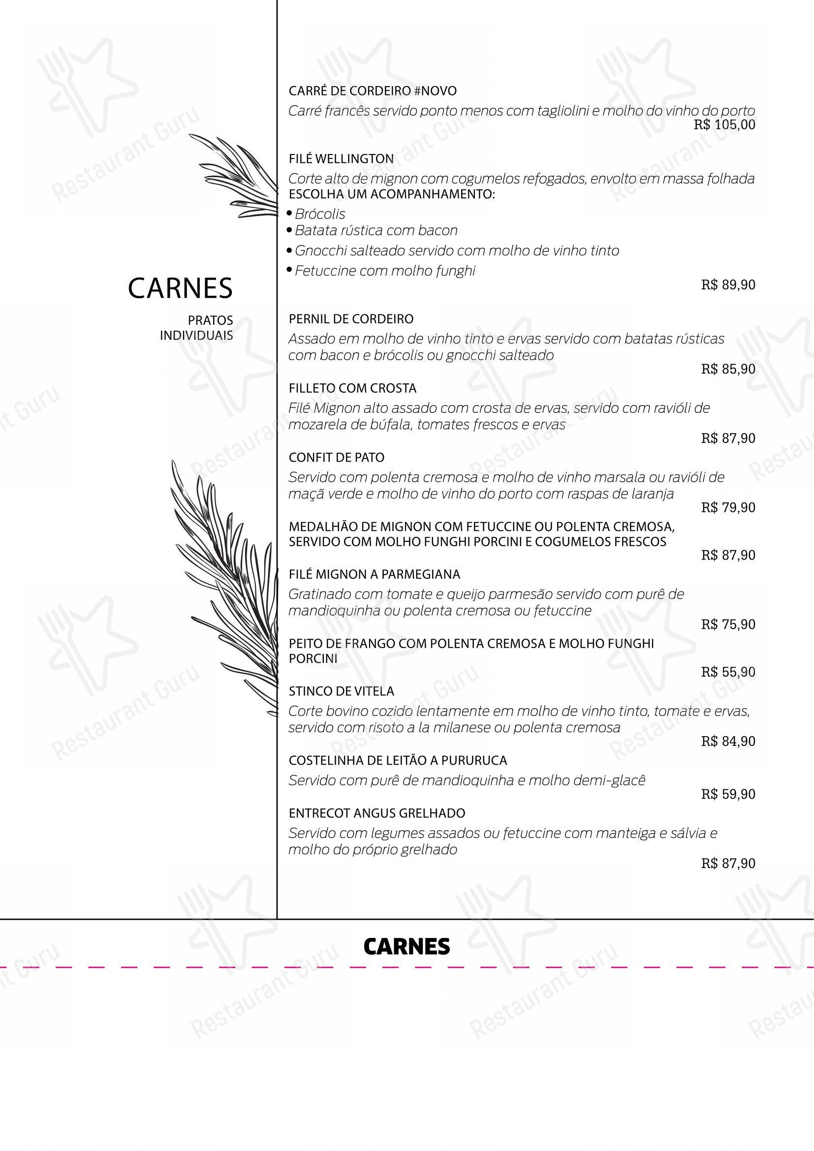 菜单 para Pantucci Trattoria em Curitiba