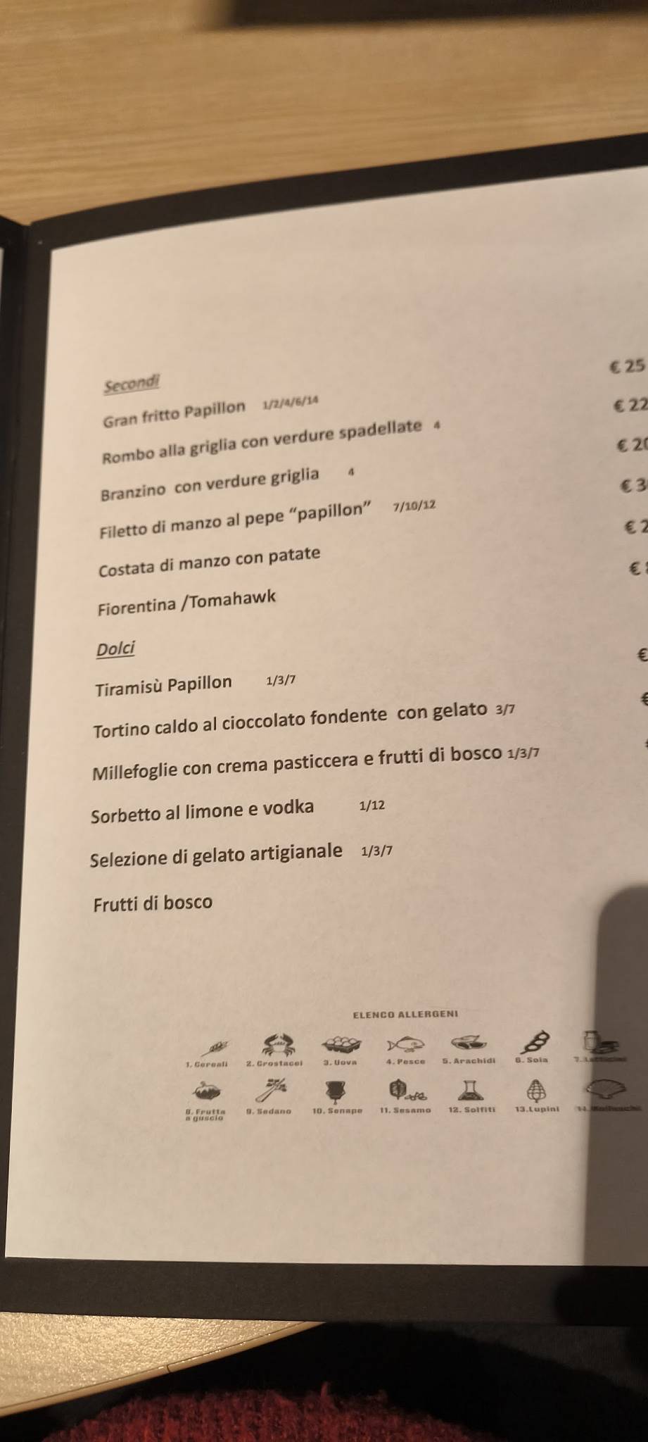 Menu di Papillon 