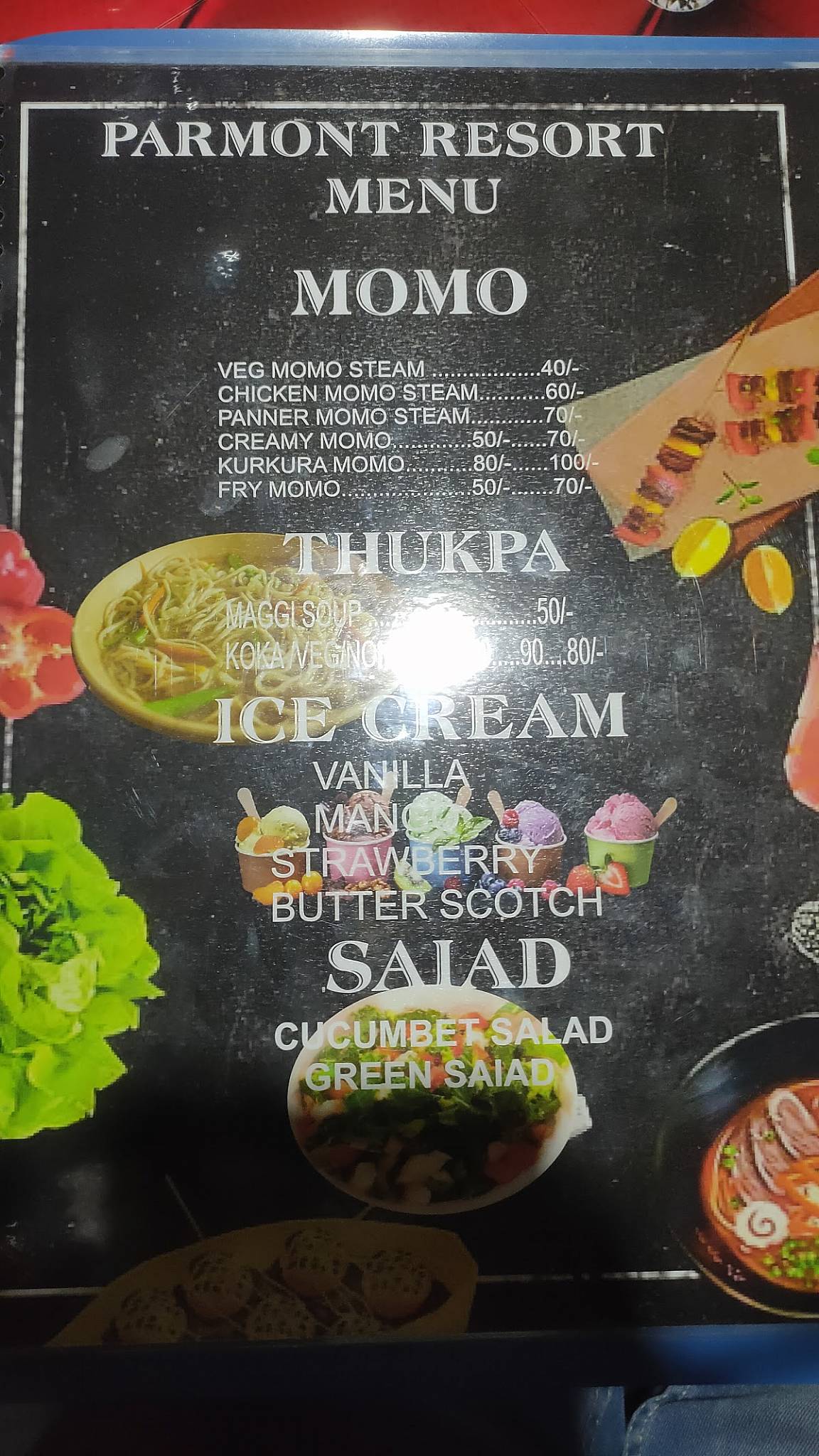 Paramount Riverside Cafe menu