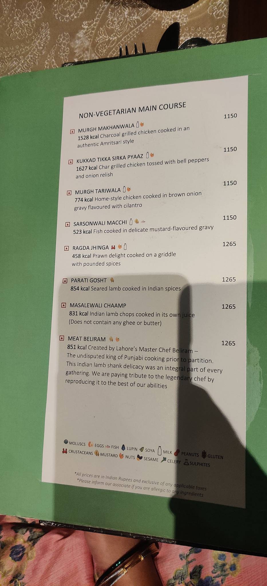Paranda menu