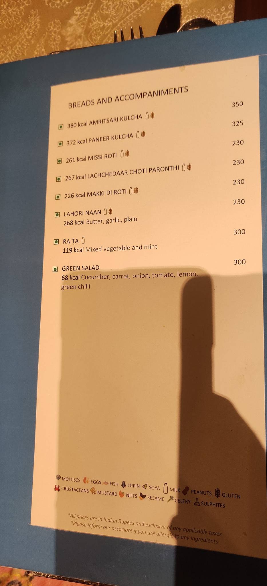 Paranda menu