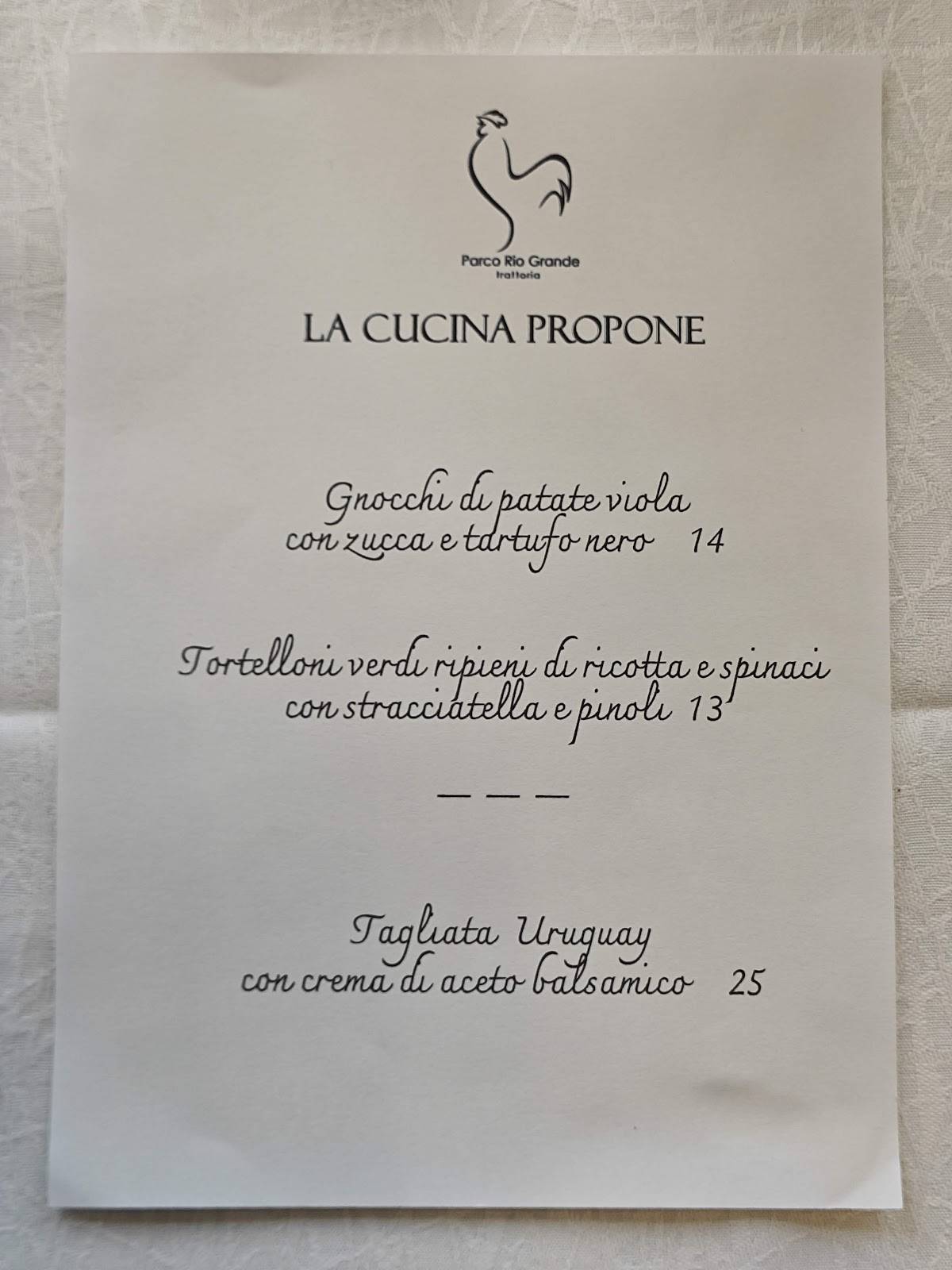 Menu di Parco Rio Grande 