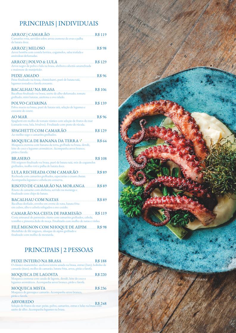 Amado Pescador cardápio