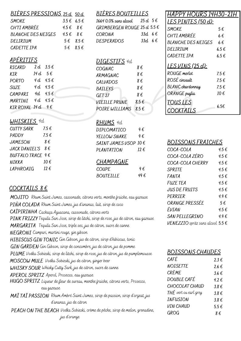 Menu de Le Smoke