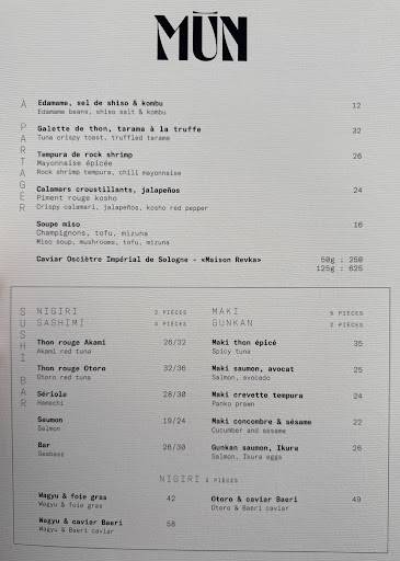Menu de Mun