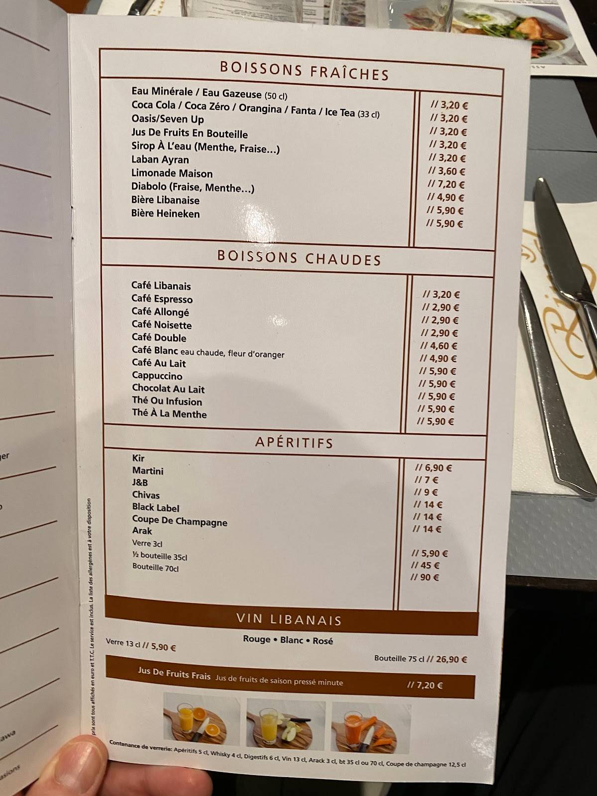 Menu de Rimal Paris: Le Traiteur George V