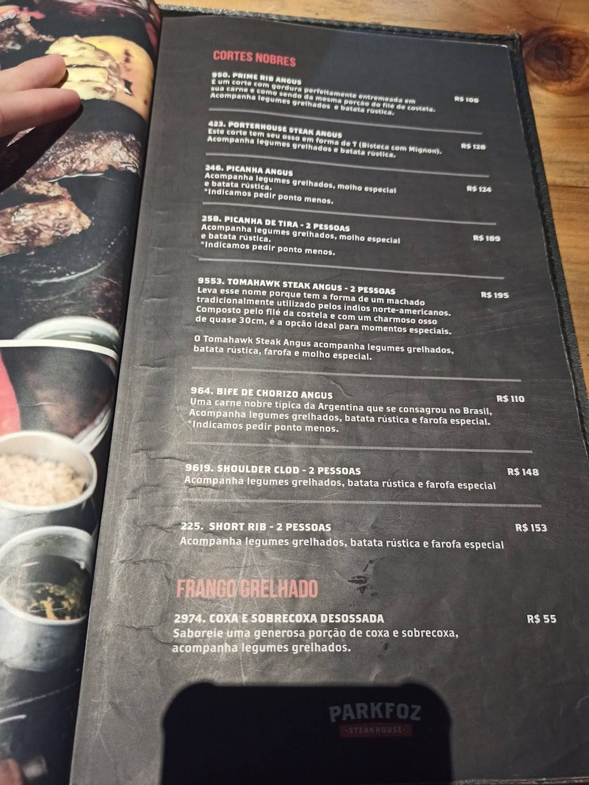 ParkFoz Steakhouse cardápio