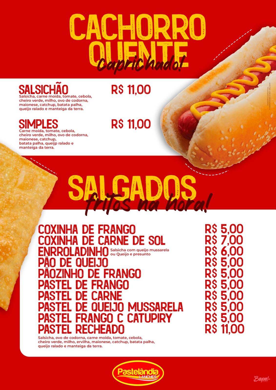 Pastelandia Lanches Sousa cardápio