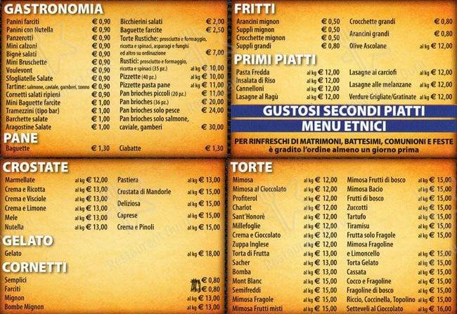 Menu di Pasticceria Cecere 