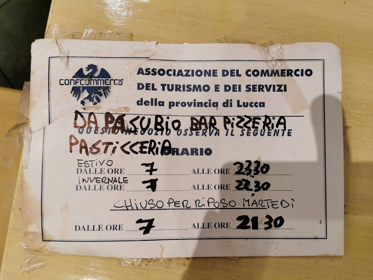 Menu di Pasticceria Da Pasubio Di Marchi Francesco E Flli Snc 