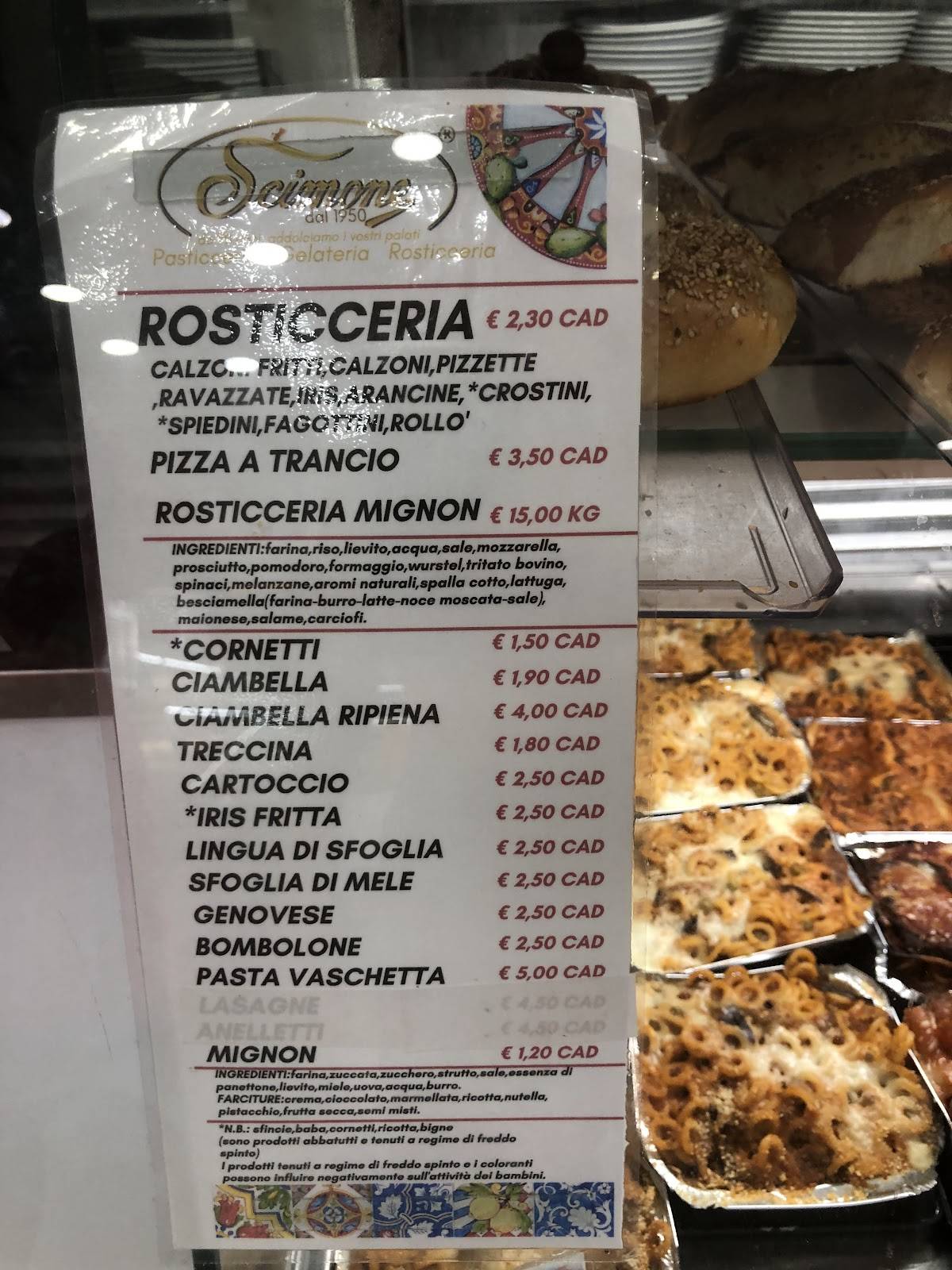Menu di Scimone 