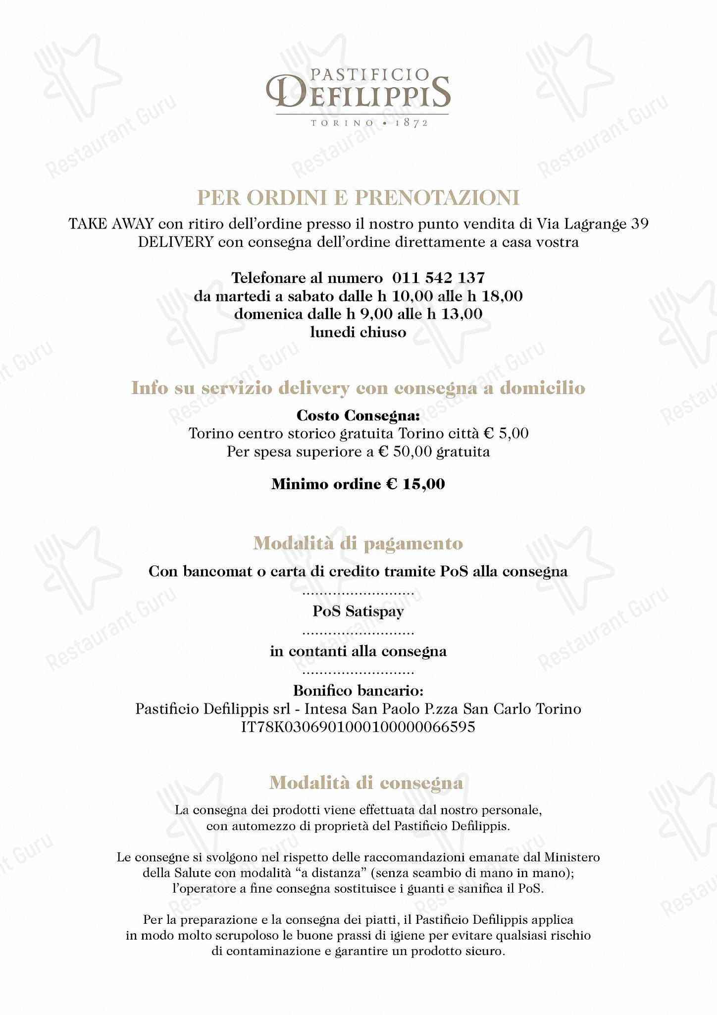 Ночное меню per Pastificio Defilippis in Torino