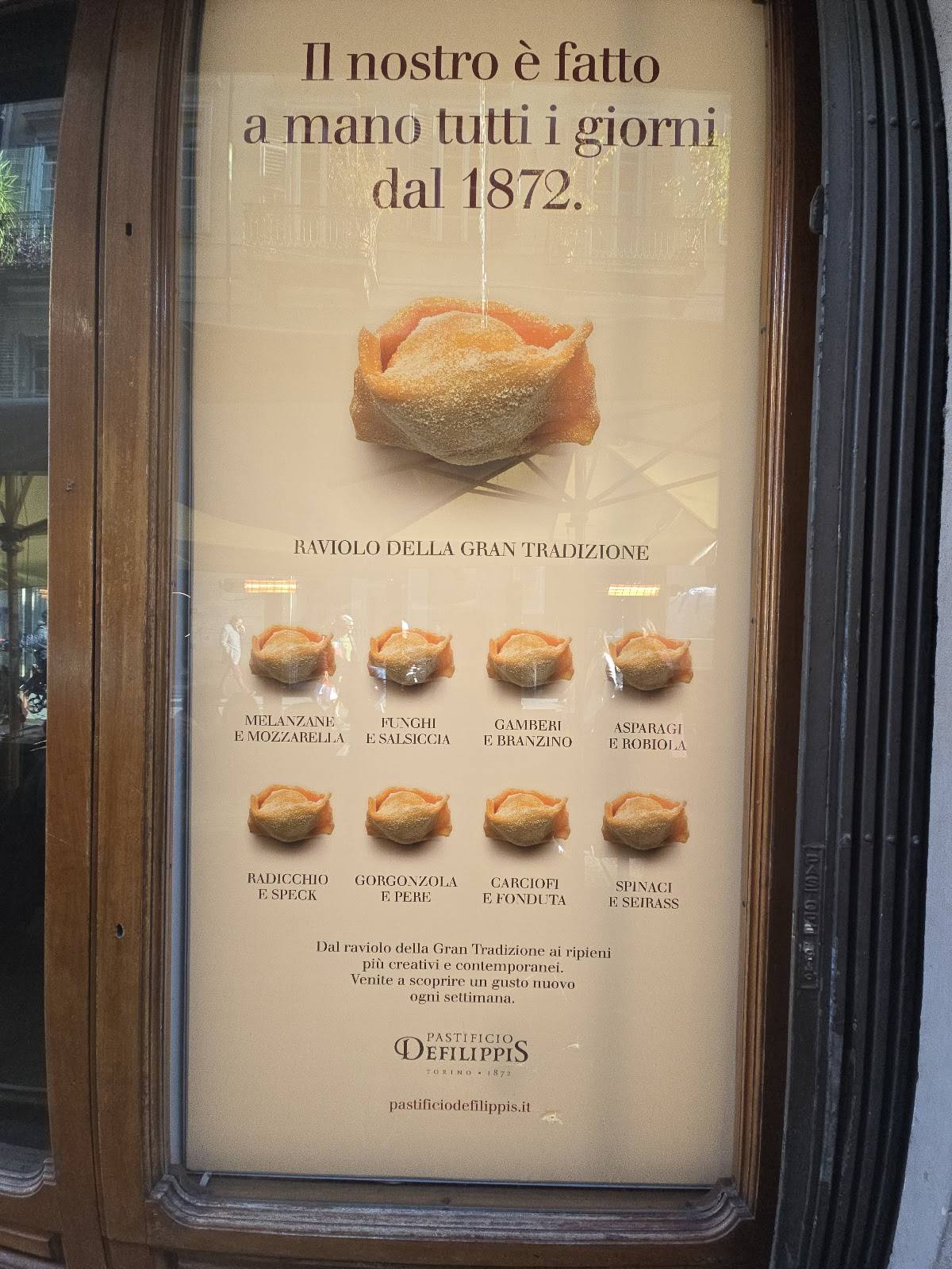 Menu de Pastificio Defilippis