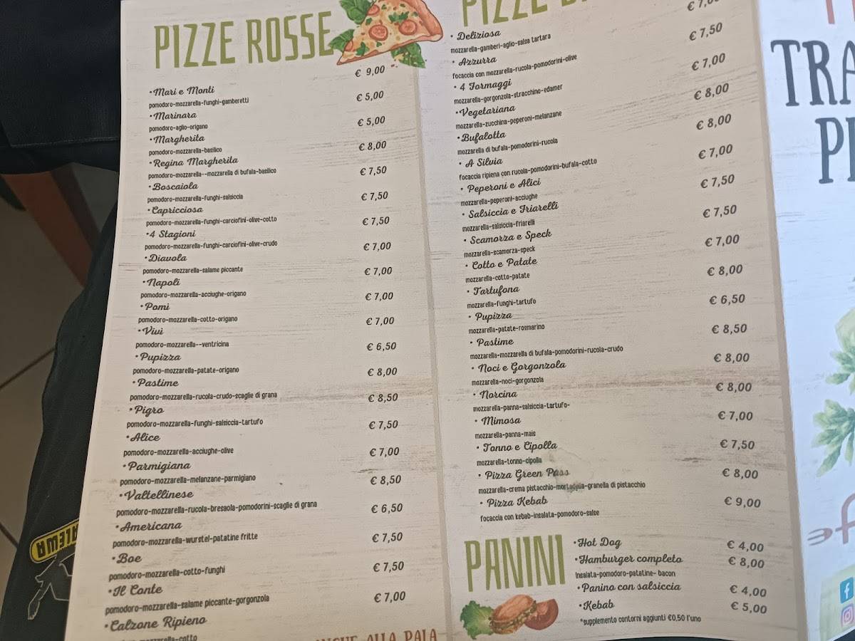 Menu di Pastime 
