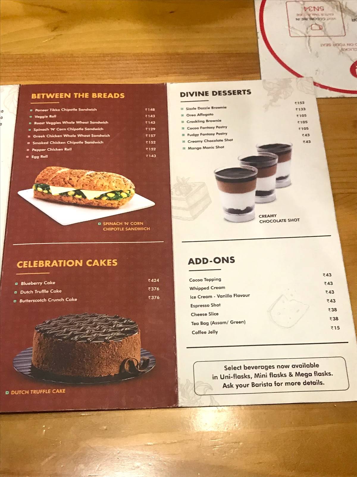 Café Coffee Day menu
